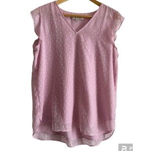 Loft Pink Cap Sleeve Top/Blouse Women’s Size Medium